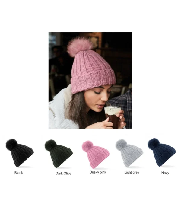 BB413 Beechfield Verbier Fur Pom Pom Beanie